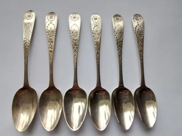 Set di 6 cucchiaini argento georgiano irlandese John Keene I Dublino 1796 rif JM4286