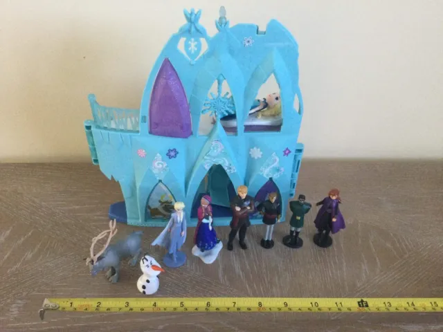 Disney Frozen Fold Castle With Figures Doll Playset House Plastic Elsa Anna