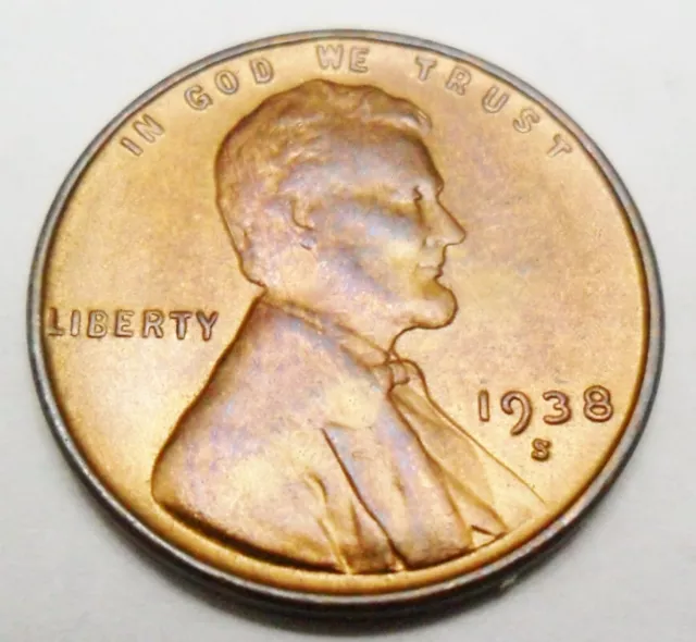 1938 S Lincoln Wheat Cent / Penny *BU / MS RED - MINT STATE RED* *FREE SHIPPING*