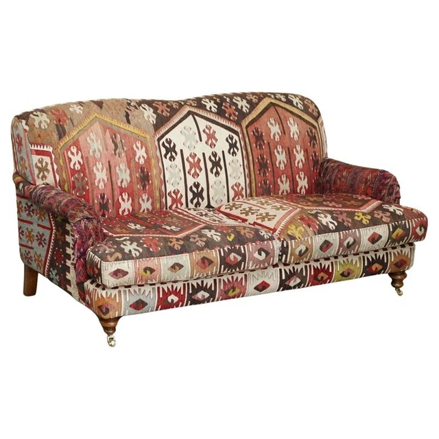 Fine Vintage George Smith Howard & Son's Style Kilim Upholstered Two Seater Sofa