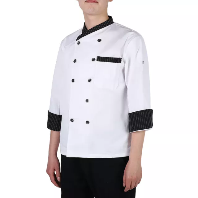 Korean Style Chef's Uniform Jacket Long Sleeve Chef Coat For Men Women(XXXL) SD