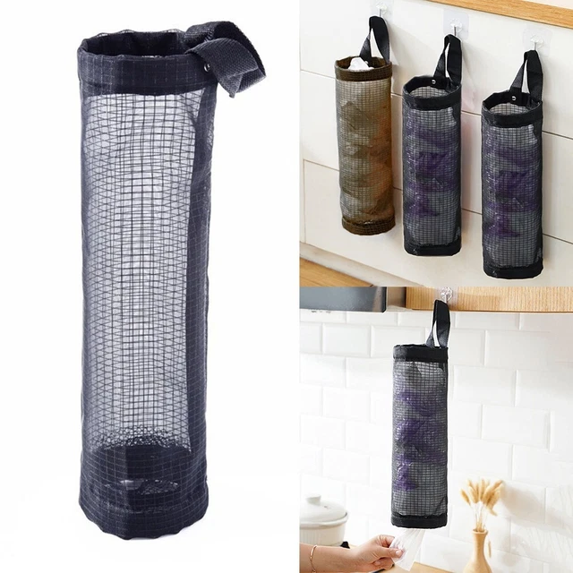 Set Di 2 Porta Sacchetti Spazzatura Adesivi - Organizzatore Salvaspazio Da Cucina In Nylon A Rete, Per Ante E Pareti