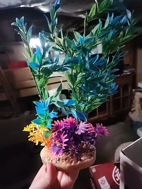Aquarium fish tank decor plants - X1 Top fin Neon Blue Purple Pink  - 8” Tall