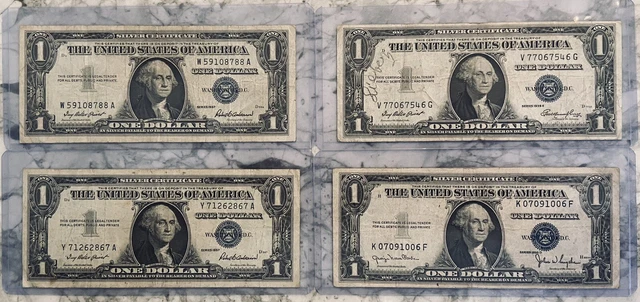 1935 and 1957 One Dollar Blue Seal Note Silver Certificate Old US Bill $1 Money