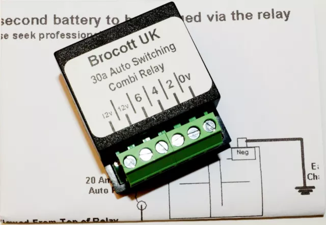 Fiat Ducato Self Switching, Voltage Sensing Split Charge Relay  - 12V, 30 Amp