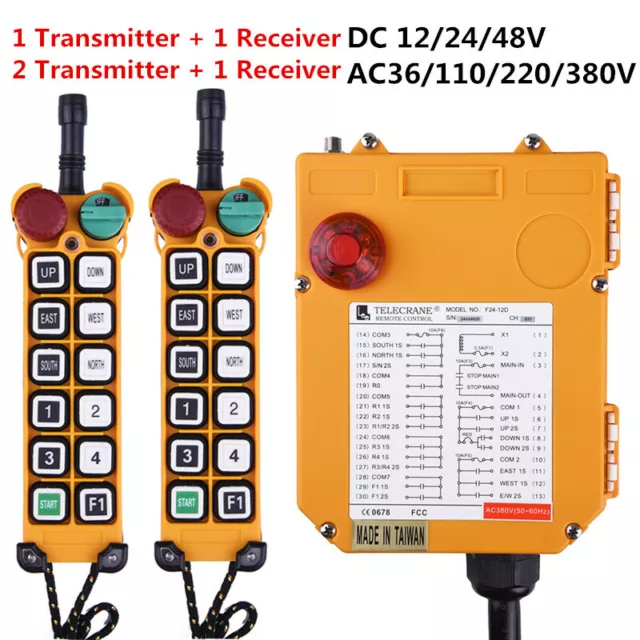 12 Channels Hoist Crane Wireless Industrial Radio Remote Controller Double Speed