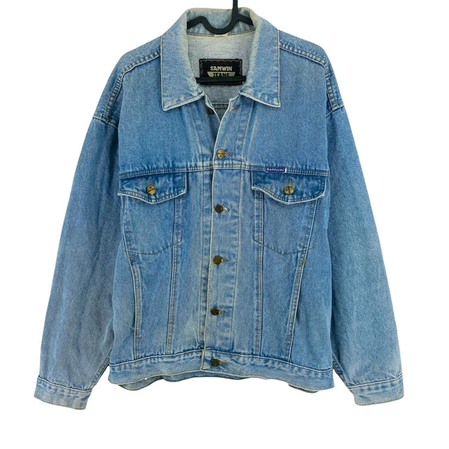 Veste En Jean Vintage Virgin Degeneration Taille L - Denim Bleu - Italie