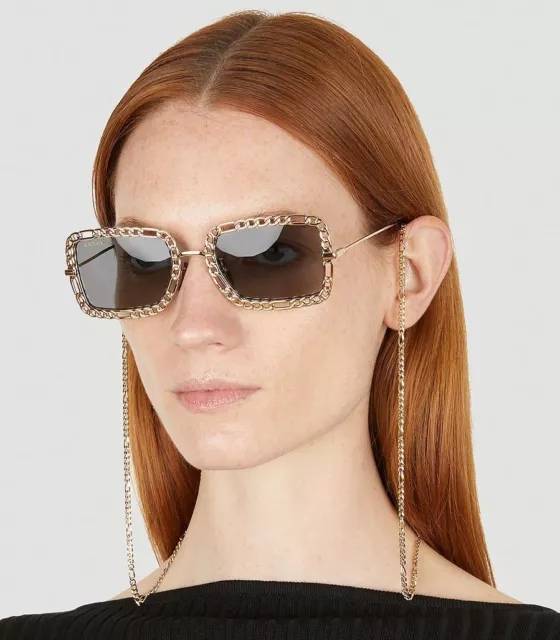 NEW Gucci GG1112S-001-54 Gold Sunglasses