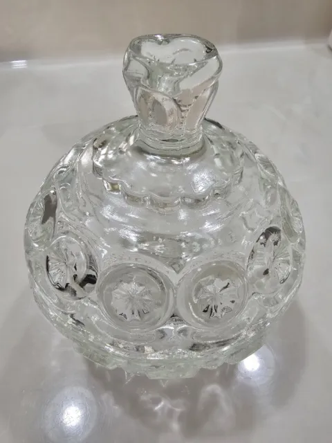 Vtg Elegant LE Smith Glass Moon & Stars Clear Candy Trinket Dish Crystal 5x4.5"