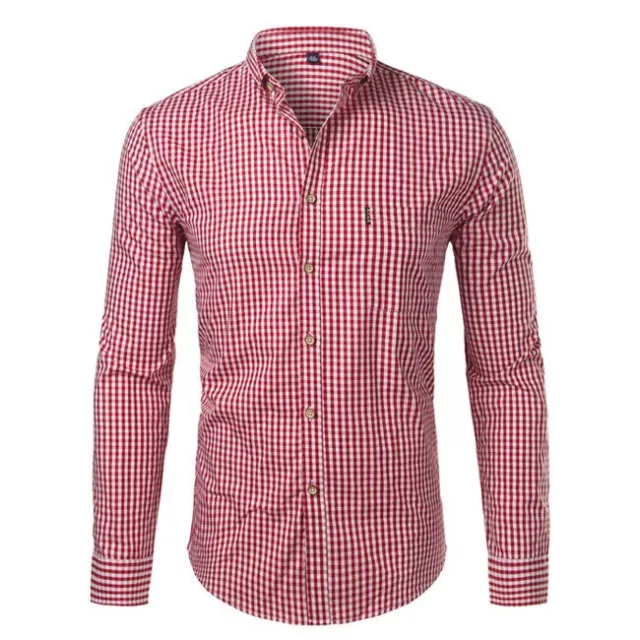 Camisa De Vestir Con Botones Elegante De Algodón A Cuadros Para Hombres Negocios