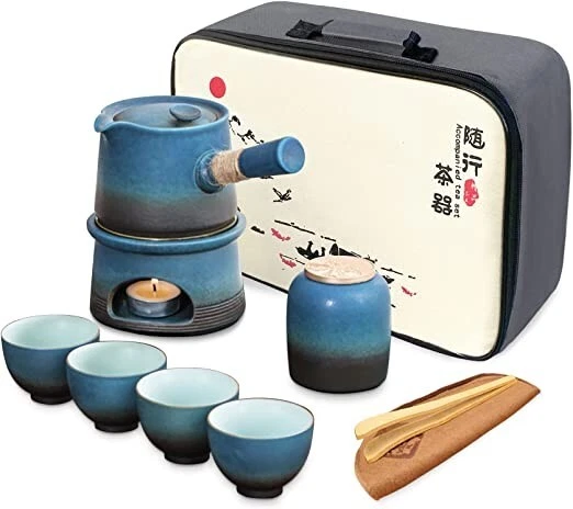 fanquare Set da Tè Giapponese in Porcellana, Servizio da Tè Kungfu con Scalda Te