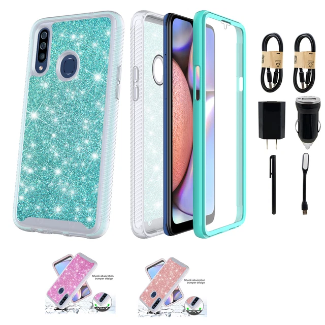 Bundle+ For Samsung Galaxy A20S Full Body Glitter Phone Case Built In Screen