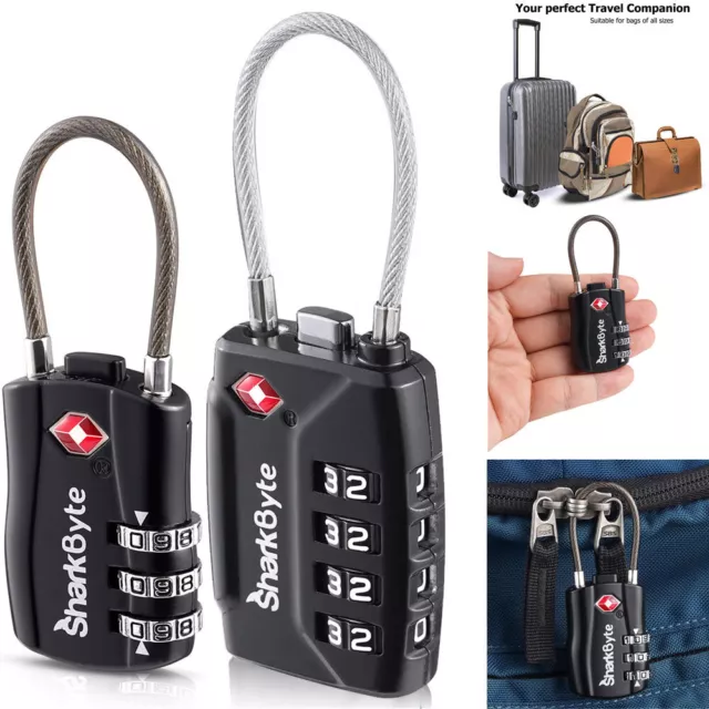 3/4 Digit Combination TSA Security Padlock Luggage Travel Suitcase Wire Locks