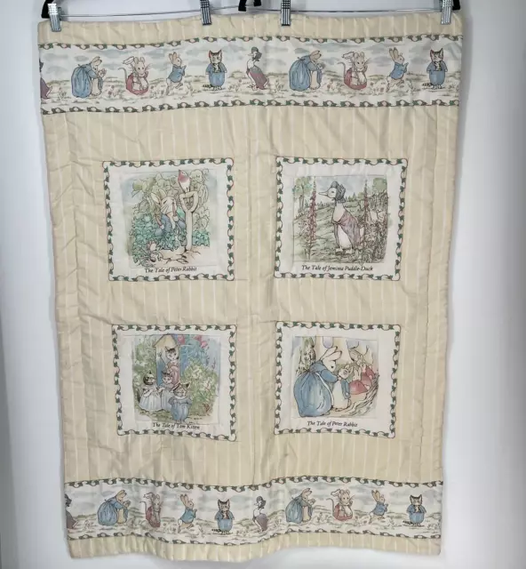 Vintage BEATRIX POTTER Peter Rabbit Baby Crib Quilt 32"x43"