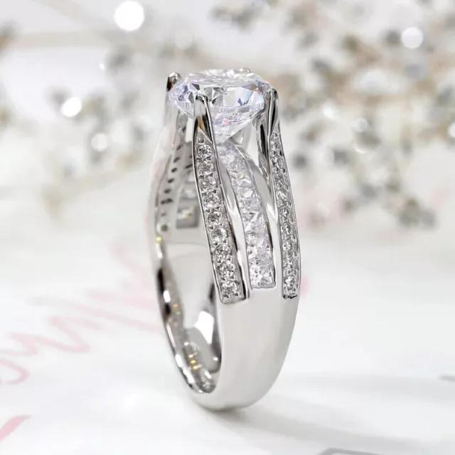 2.00Ct Round Cut Lab Created Diamond 14K White Gold Finish Engagement Gift Ring