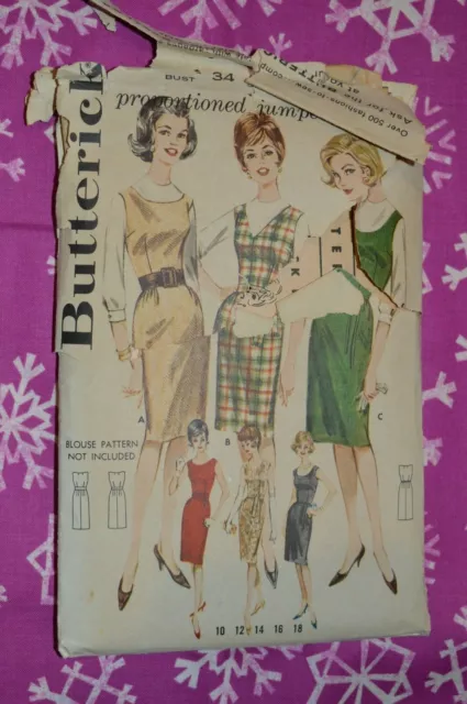 Butterick Sewing Pattern 2434 Womens Dress Size 14 Vintage 60s Complete