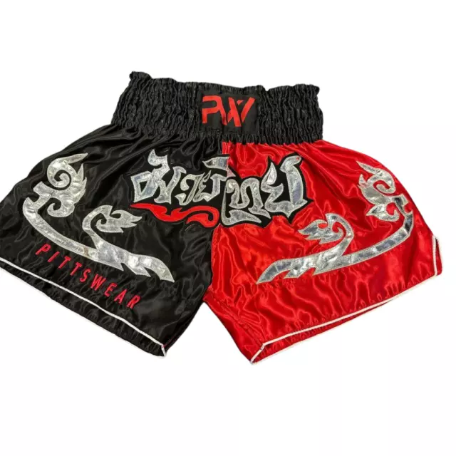 Muay Thai Shorts - Kickboxen Shorts - Thai Hose - Schwarz/Rot