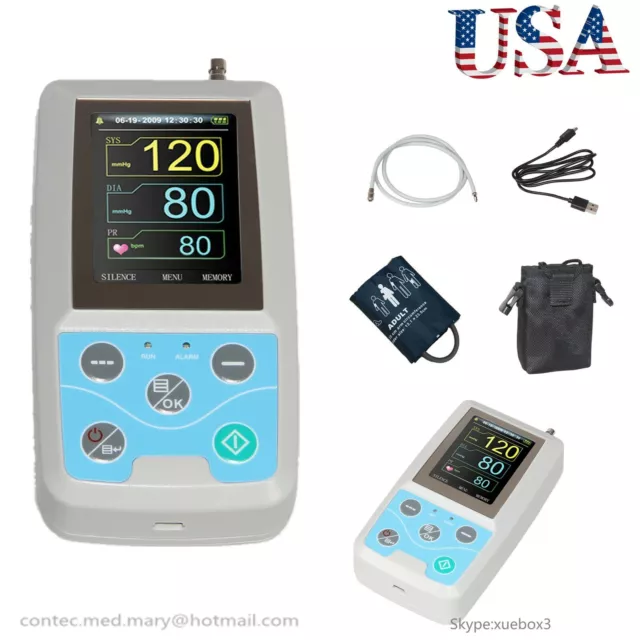 Ambulatory Blood Pressure Monitor NIBP Holter USB Software,24 Hour US Seller,FDA