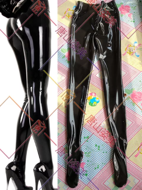 Latex Trousers Rubber Pants for Women Flared Metallic Blue Customized 0.4mm  F89