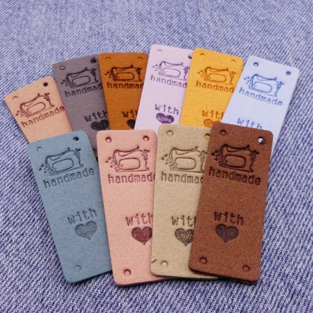 10 Handmade With Love Sewing Machine Faux Leather Labels Sewing Knitting Crochet