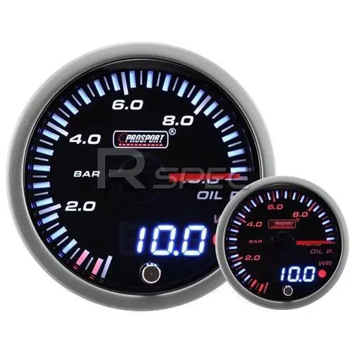 60mm JDM Smoked Style Oil Pressure Bar Dual Stepper Motor Gauge with warning