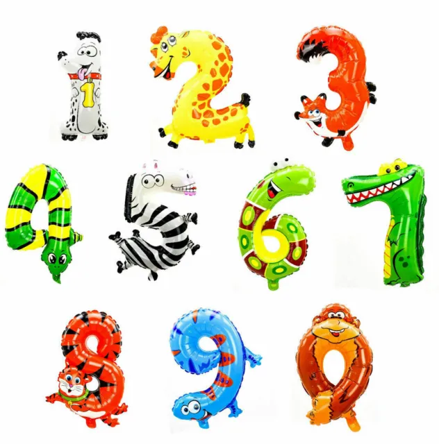 Kinder Geburtstag Folienballon - Tierfigur Zahlen 0 bis 9 Aufblasbarer Ballon