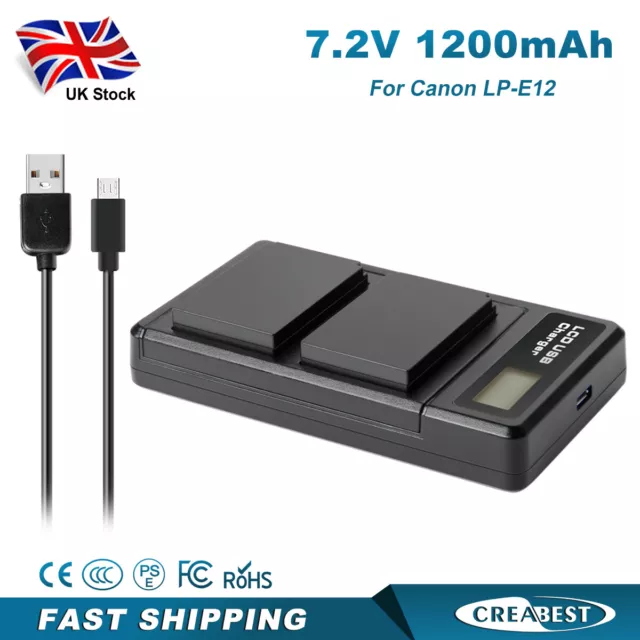 2x LP-E12 Battery &Charger For Canon EOS M50 M100 100D Rebel SL1 PowerShot SX70