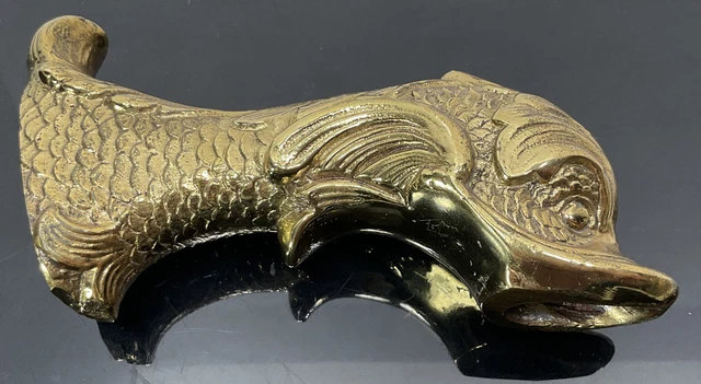 Vintage Brass Baroque Koi Fish Dolphin Bathtub Spout Faucet Hollywood Regency