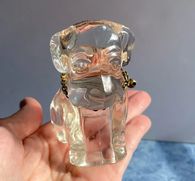Crystal St. Bernard Dog, Boxer Puppy, Bulldog Figurine with Chain Collar CUTE!