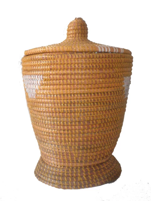 Panier avec couvercle, feuille de palmier, grand | Paniers chez Dille & Kamille
