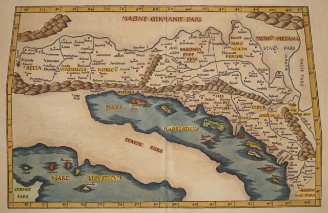 Ptolemäus / Fries / Waldseemüller 1541 - Balkan -Europae Tabula quinta -Original