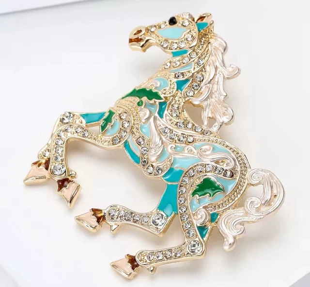 Broche Celtique Picte Vintage - Trois Chevaux D'Inverurie, En Étain - Bijou Ancien
