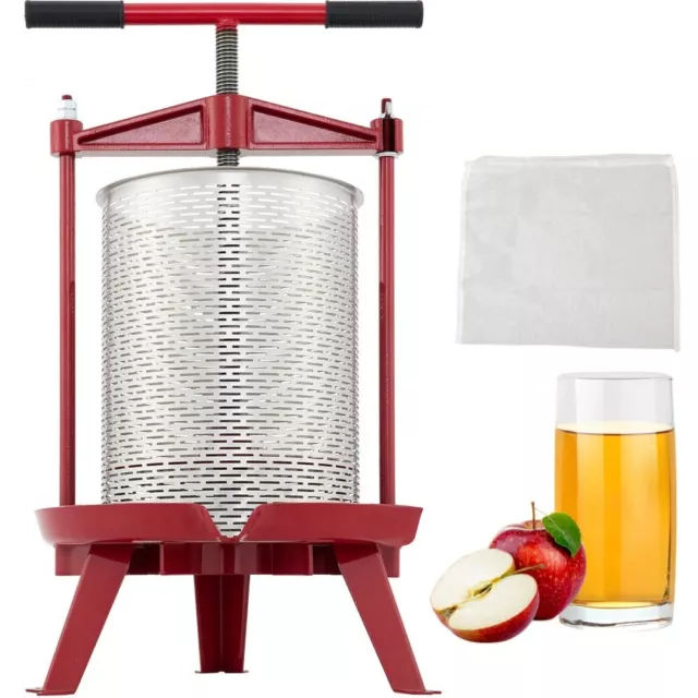 Fruit Wine Press 3.7Gal/14L Stainless Steel Hollow Basket Manual Grape Presser