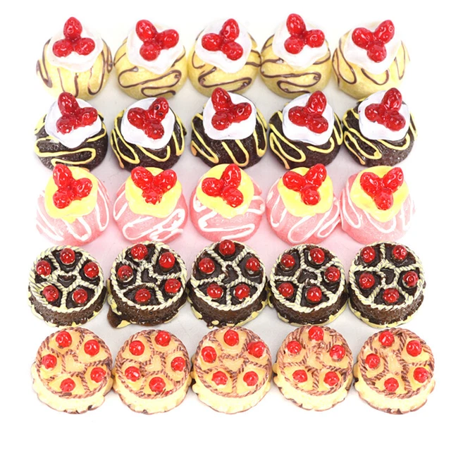 5x Hágalo usted mismo Miniatura Artificial Alimentos Falsos Crema Pastel Resina Decoración Artesanías Regalo Y&