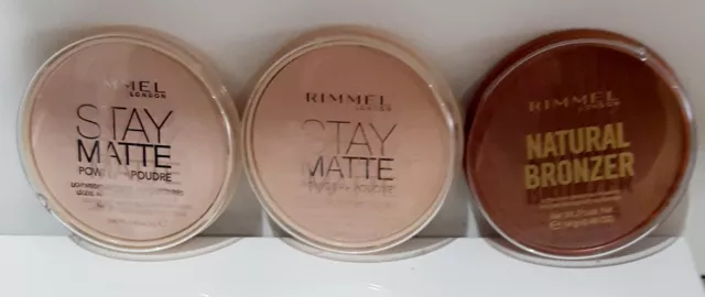 Rimmel London 3 x Stay Matte Powder And Natural Bronzer Bundle New