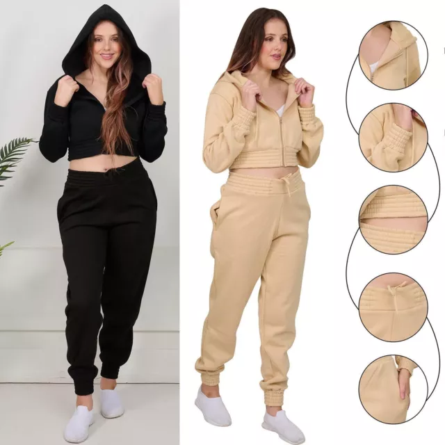 Mujer Conjunto Camiseta Corta Chándales 2Pc Jersey Sudaderas Jogger Pantalón Set 3