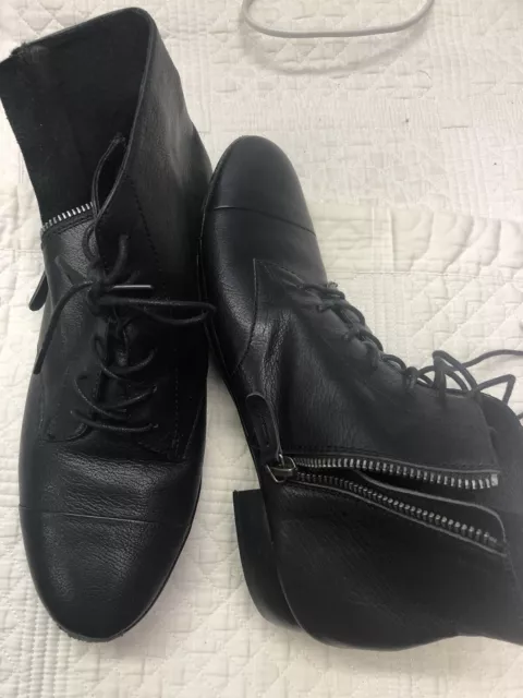 Midas Ladies Black Leather Ankle Boots Size 40 Suit 9