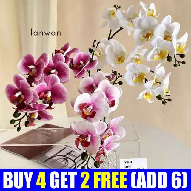 3D Phalaenopais Artificial Orchid Fake Plant Flower Wedding Garden Home Decor UK