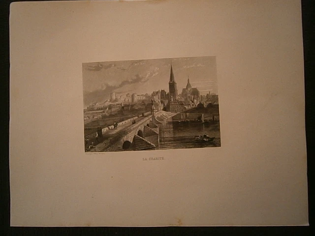 Engravings N/B 19° Bord de Loire: Charity