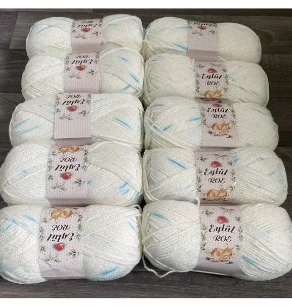 Job Lot Eylul Dk Fleck Knitting Crochet yarn 10x100g Balls Off White