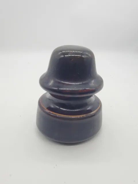 Vintage Dark Brown Porcelain Insulator - Round Dome-  Unmarked - Threaded