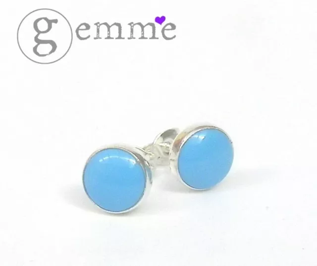 Goujons de pierres précieuses turquoise en argent sterling et 8 mm avec dos à rouleau en argent sterling