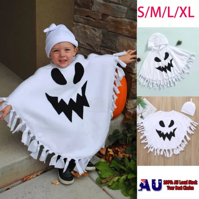 Ghost Cape Halloween Cloak Costume Stage Fancy Dress for Kids Toddler Boys Girls