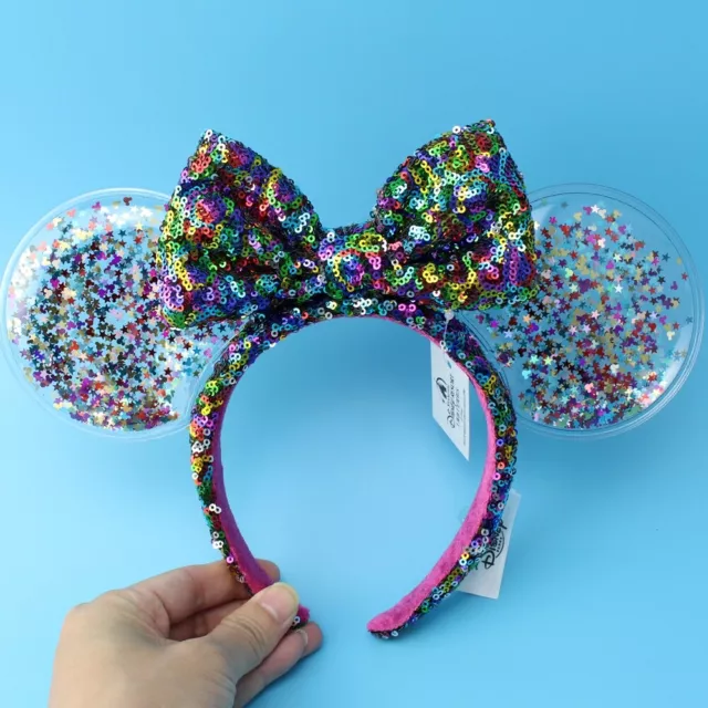 New Disney Parks Colorful Sequins bow Mickey Minnie Mouse Ears Headband