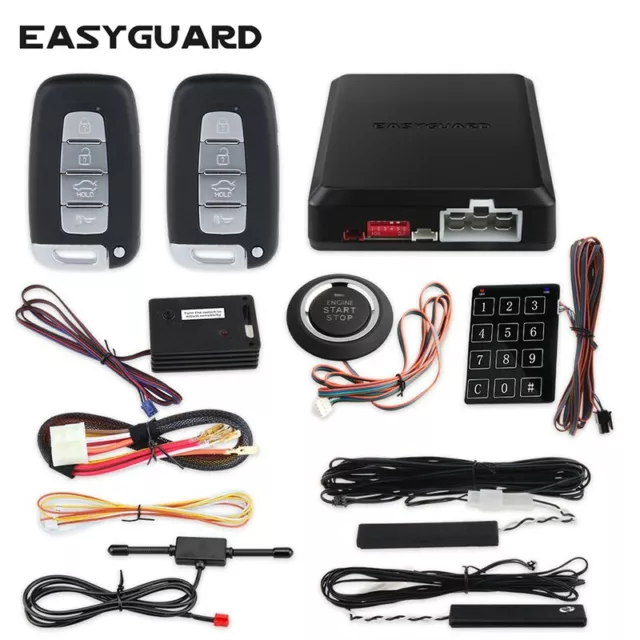 EASYGUARD pke car alarm system keyless go remote start push button shock sensor