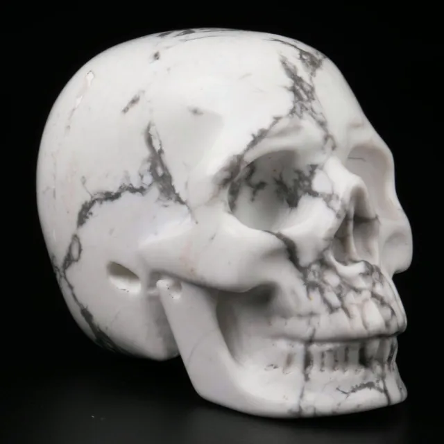 2.0" Howlite Carved Crystal Skull, Realistic, Crystal Healing