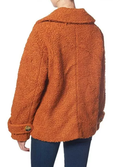 Free People Women's Soft Faux Shearling Notched Lapel Warm Teddy Coat M 3