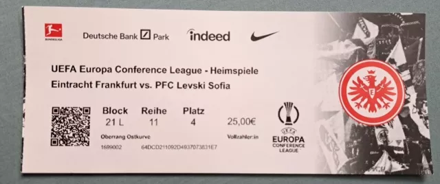 Sammler Used Ticket 2023/24 Uefa Conf. League Eintracht Frankfurt - Levski Sofia