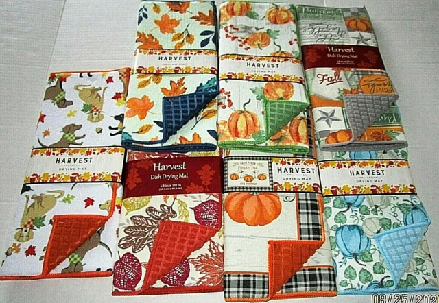 FALL Dish Drying Mat Assortment #1 15" x 20" 100% Polyester {Your Choice}