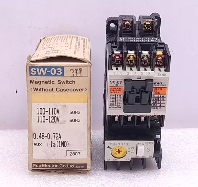Fuji Electric SW-03 3H Magnetic Switch 100-110V 50Hz 110-120V 60Hz 0.48-0.72A